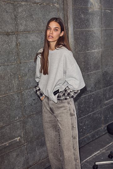 Haute L \' Amitié - Sweat Ls Shirt Mix - Grey Melange